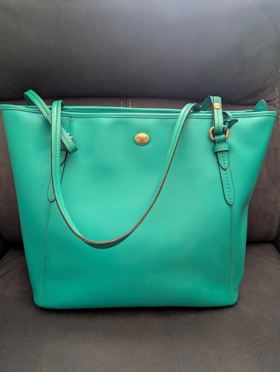 Coach Handbags - Coach Peyton Turquoise Tote with Gold Accent